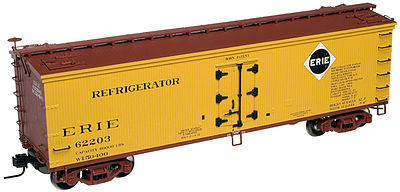Atlas 40 Wood Reefer Erie #62206 (yellow, Boxcar Red) N Scale Model Train Freight Car #50001261