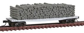 42' Pulpwood Flatcar w/Open Ends & Load Undecorated N Scale Model Train Freight Car #50001425