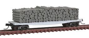 42' Pulpwood Flatcar w/Closed Ends & Load Undecorated N Scale Model Train Freight Car #5000142