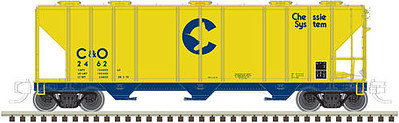 Atlas PS-4000 3-Bay Covered Hopper Chessie 2462 N Scale Model Train Freight Car #50003313