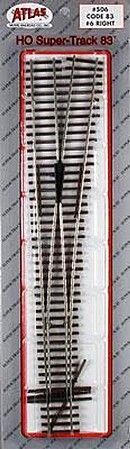 Atlas Code 83 #6 Turnout RH HO Scale Nickel Silver Model Train Track #506