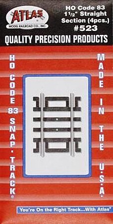 Atlas Code 83 1-1/2 Straight (4) HO Scale Nickel Silver Model Train Track #523