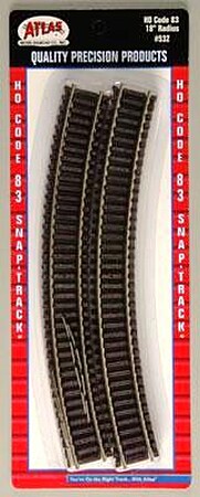 Atlas Code 83 18 Radius Track (6) HO Scale Nickel Silver Model Train Track #532