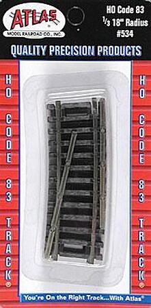 Atlas Code 83 1/3 18 Radius Track (4) HO Scale Nickel Silver Model Train Track #534