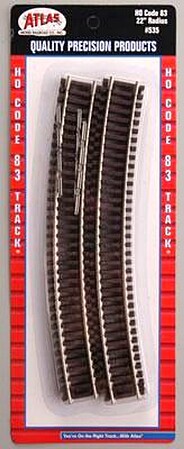 Atlas Code 83 22 Radius (6) HO Scale Nickel Silver Model Train Track #535