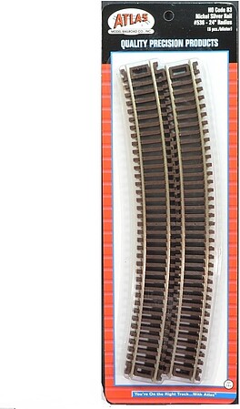 Atlas Code 83 24 Radius (6) HO Scale Nickel Silver Model Train Track #536