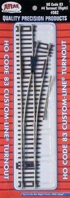 HO Scale Atlas Code 83 NS CUSTONLINE TURNOUT #562 #4 Right Hand 