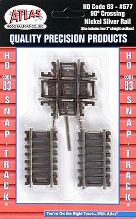 Atlas Code 83 Crossing w/ Brown Ties - 90 Degrees HO Scale Nickel Silver Model Train Track #577