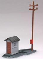 Atlas Telephone Shanty &amp; Pole Built-Up HO Scale Model Railroad Building #605
