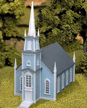 Plasticville Colonial Church Front Pillars White  O-S Scaled 