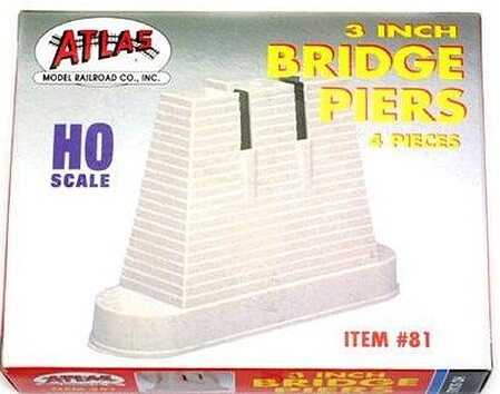 Atlas 3 Bridge Piers (4 piece) HO Scale Model Railroad Bridge #81