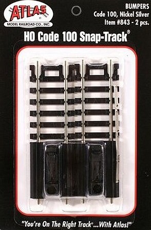 Atlas Code 100 Bumper N/S (2) HO Scale Nickel Silver Model Train Track #843