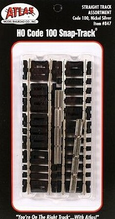 Atlas Code 100 Straight Track Astd N/S (12) HO Scale Nickel Silver Model Train Track #847