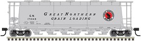 Atlas-O 6-Bay Cylindrical Hopper 3-Rail Ready to Run Master(R) Great Northern (silver, Grain Loading) O-Scale