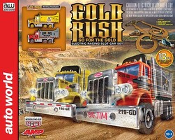 Auto-World HO Gold Rush Dump Truck Slot Car 18' Racing Set