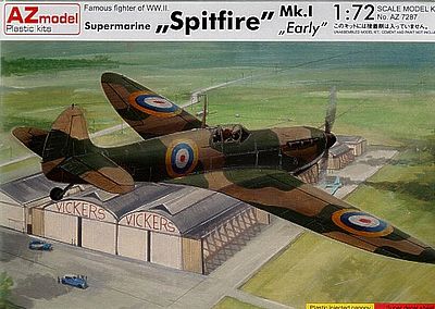 AZ Supermarine Spitfire Mk I Early WWII Fighter Plastic Model Airplane Kit 1/72 Scale #7287