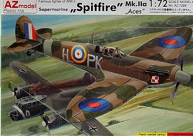 AZ Supermarine Spitfire Mk IIa Aces WWII Fighter Plastic Model Airplane Kit 1/72 Scale #7288