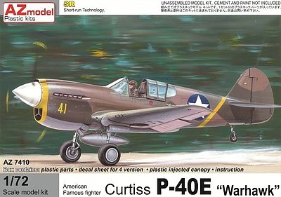 AZ Curtiss P40E Fighter over USA Plastic Model Airplane Kit 1/72 Scale #7410
