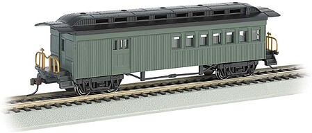 Bachmann 1860-1880 Combine Painted/Unlettered Green HO Scale Model Train Passenger Car #13505