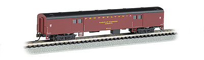 Bachmann 72 Smooth-Side Baggage Car Pennsylvania RR N Scale Model Train Passenger Car #14451
