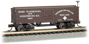 Bachmann Old-Time Wood Boxcar Rome, Watertown and Ogdensburg N Scale Model Train Freight Car #15658