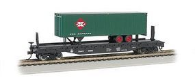 Bachmann 52'6 Flat w/35' Trailer Baltimore & Ohio REAX HO Scale Model Train Freight Car #16702 Bachmann 52'6 Flat w/35' Trailer Baltimore & Ohio REAX HO Scale Model Train Freight Car #16702