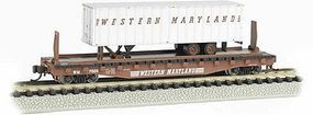 Bachmann 52'6' Flatcar with piggy Western Maryland N Scale Model Train Freight Car #16756