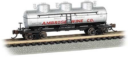 Bachmann 40 3-Dome Tank Car Ambrose Wine Co. #7501 N Scale Model Train Freight Car #17158