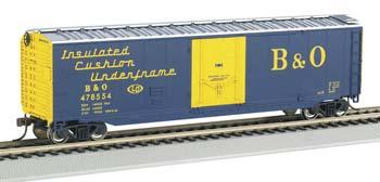 Bachmann 50 Plug Door Boxcar B&O Blue/Yellow HO Scale Model Train Freight Car #18015