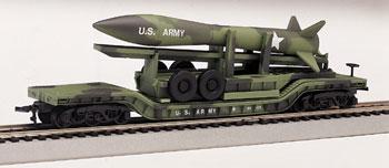 Bachmann 52 Depressed Flatcar with Camo Missile HO Scale Model Train Freight Car #18345