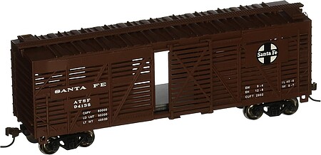 Bachmann 40 Stock Car Santa Fe HO Scale Model Train Freight Car #18502