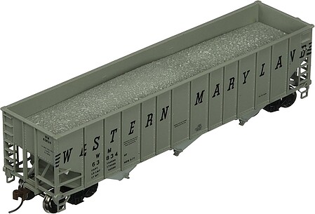 Bachmann 100 Ton 3-Bay Hopper Western Maryland #63834 HO Scale Model Train Freight Car #18737