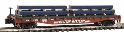 Bachmann Flatcar w/Steel Load Western Maryland N Scale Model Train Freight Car #18979