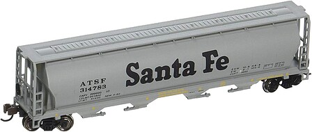 Bachmann 4-Bay Grain Hopper Santa Fe N Scale Model Train Freight Car #19152