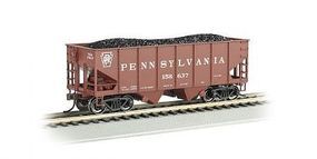 55T 2-Bay Hopper w/Coal Load PRR #158637 HO Scale Model Train Freight Car #19507