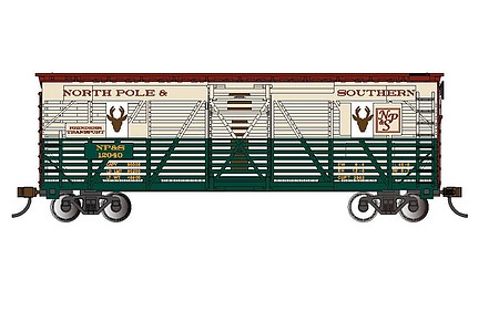 Bachmann 40 Animated Stock Car North Pole & Southern #12040 HO Scale Model Train Freight Car #19709