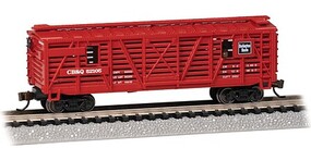 Bachmann 40' Animated Stock Car CB&Q #52105 with Cattle N Scale Model Train Freight Car #19751