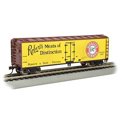 Bachmann 40 Wood-Side Reefer Roberts Meats of Distinction HO Scale Model Train Freight Car #19807