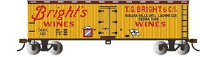 Bachmann 40' Wood Side refrigerator Boxcar Bright's Wine HO Scale Model Train Freight Car #19809