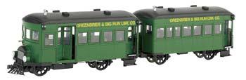 Bachmann Greenbrier & Big Run Lumber Co Rail Bus & Trailer O Scale Model Train Passenger Car #28457