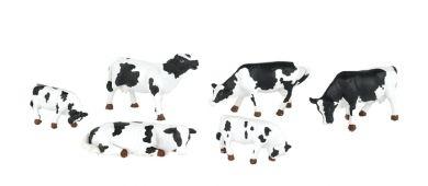 Cows 6/Pack Black & White O gauge figures Bachmann 33153 