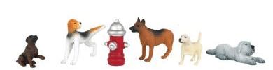 Bachmann Dogs w/Fire Hydrant (6) O Scale Model Railroad Figure #33158