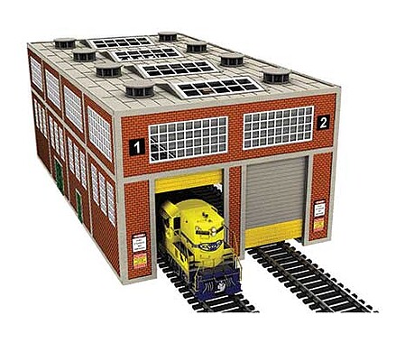 Bachmann Dual Stall Modern Engine House (Motorized Door) HO Scale Model Railroad Building Kit #39119