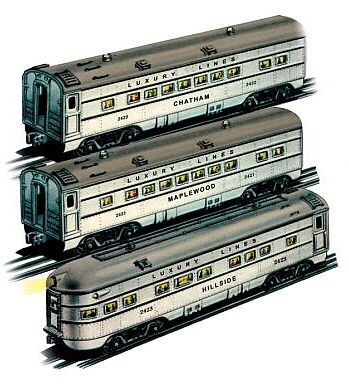 Bachmann 0-27 Streamliner 3-Car Set - C,B,&Q O Scale Model Train Passenger Car #43250