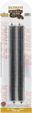 Bachmann 10 Inch Straight N/S (6) N Scale Nickel Silver Model Train Track #44815