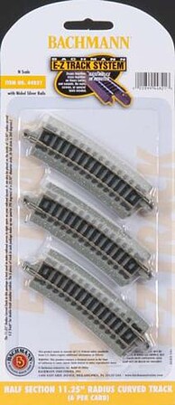 Bachmann Half Section 11.25 Radius Curve (6) N Scale Nickel Silver Model Train Track #44821