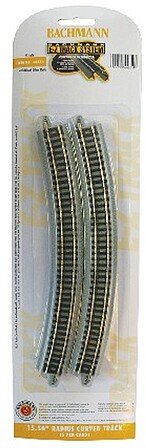 Bachmann 15-1/2 Radius Curved (6/Cd) N Scale Nickel Silver Model Train Track #44854