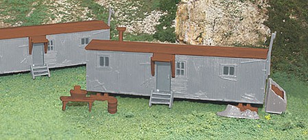 Bachmann Railroad Work Sheds - Plasticville U.S.A. Kit - 1 Each- Oxide, Gray pkg(2)