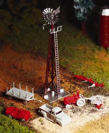 Bachmann Windmill w/Farm Machinery Kit O Scale Model Railroad Building Accessory #45603