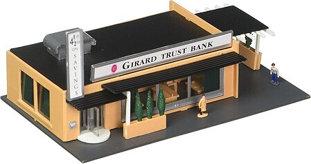 Bachmann Drive-In Bank w/Figures Built-Up N Scale Model Railroad Building #45804